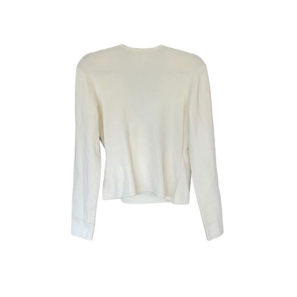 Lilllie Rubin Womens Cream V-Neck Long Sleeve Ribbed Wrap Top Size Large - Picture 4 of 9